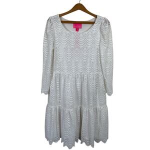 Lily Pulitzer Women Geanna Dress Size Small Scalloped Shell Lace Resort Preppy